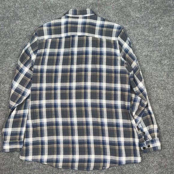 BLUE Sak Fifth Avenue Shirt  Mens size XL Blue Plaid Flannel Long Sleeves Pocket - Picture 9 of 10